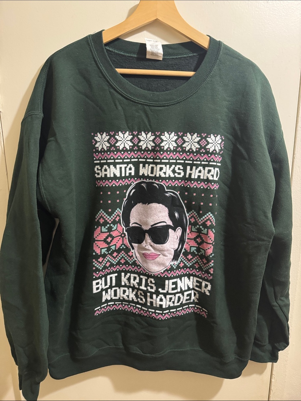 Kris Jenner Dark Green Graphic Holiday Christmas Sweatshirt